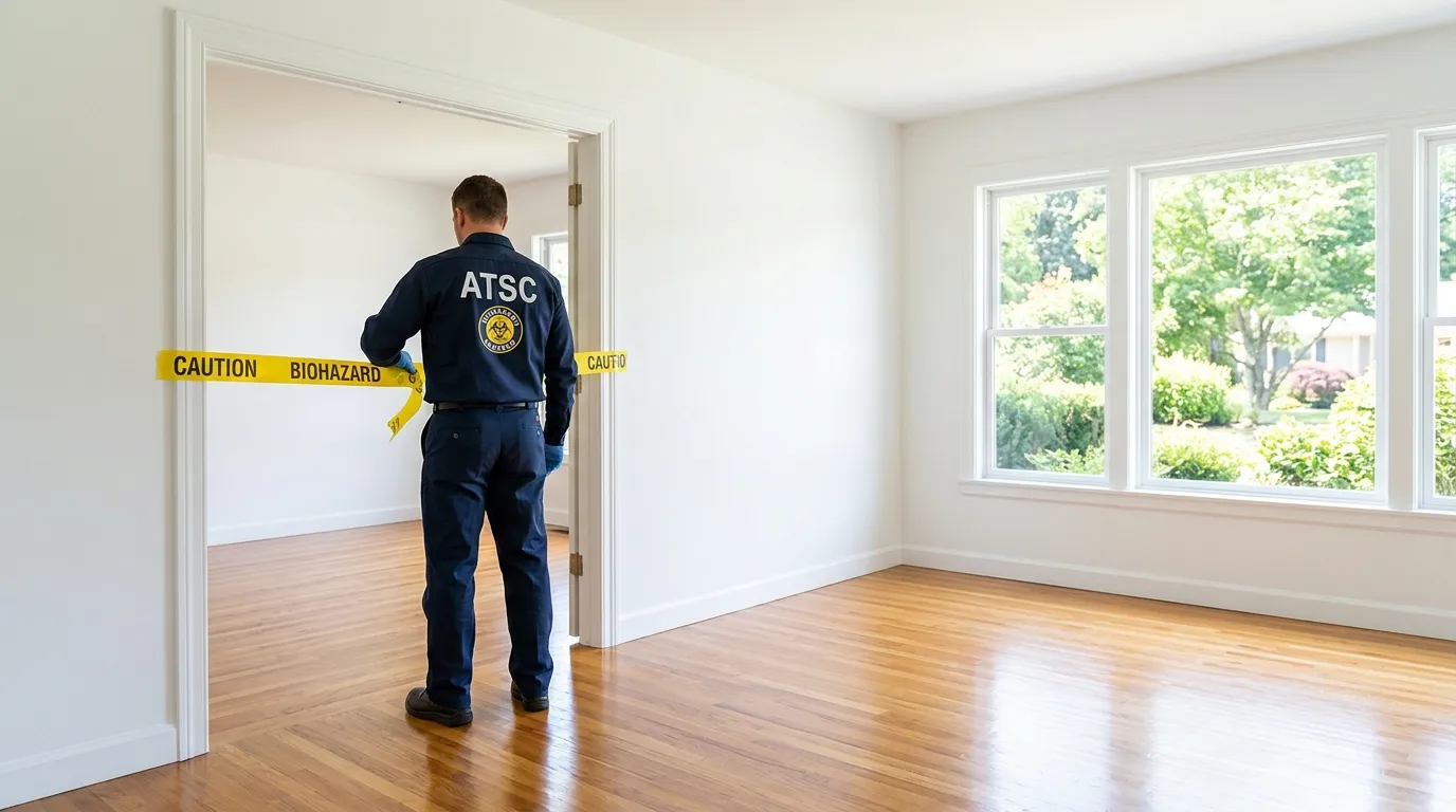 Certified biohazard cleanup crew performing Decomposition Cleanup in Brunswick